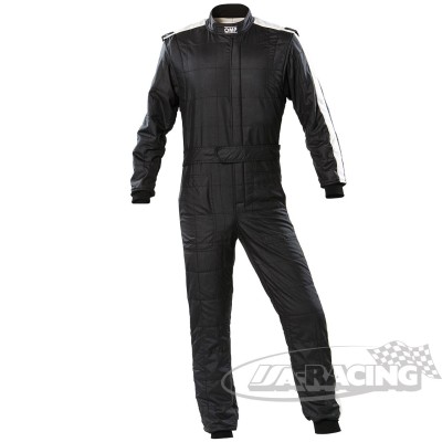 OMP ONE Vintage Fahreroverall schwarz Vorderseite