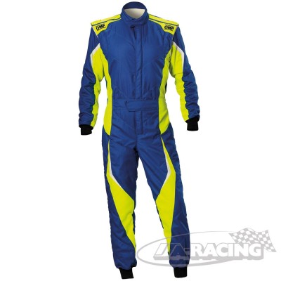 OMP TECNICA EVO, Fahreroverall blau-neongelb IA01859EBNG Vorderseite