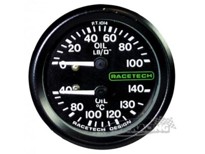 Racetech Doppelinstrument Druck 0-100 PSI / Temp. 40-140°C