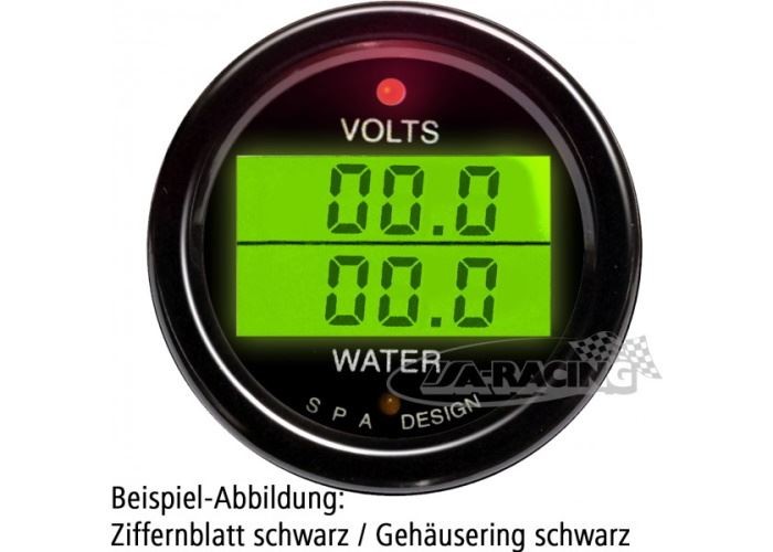 Doppelinstrument Spannung/Wassertemperatur schwarz