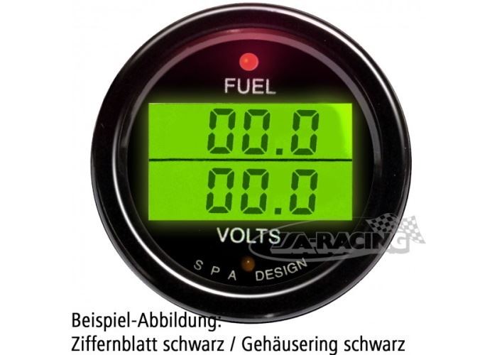 Doppelinstrument Benzindruck/Batteriespannung schwarz