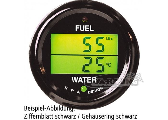 Doppelinstrument Benzindruck/Wassertemperatur schwarz