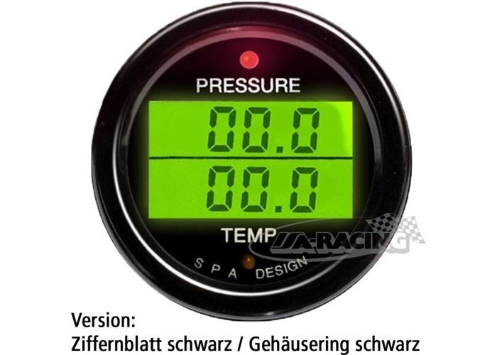 Doppelinstrument Druck/Temperatur schwarz