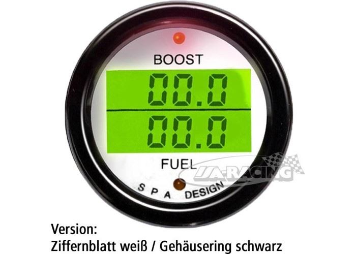 Doppelinstrument Ladedruck/Benzindruck weiss