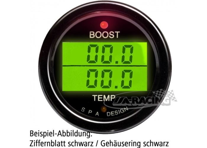 Doppelinstrument Ladedruck/Temperatur schwarz