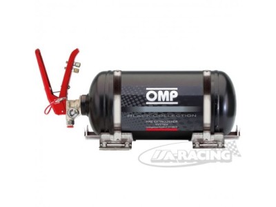 OMP-Feuerlöschanlage FIA, 2,8 ltr. EcoLife, Black Collection, Stahl-Behälter, mechaniche Betätigung