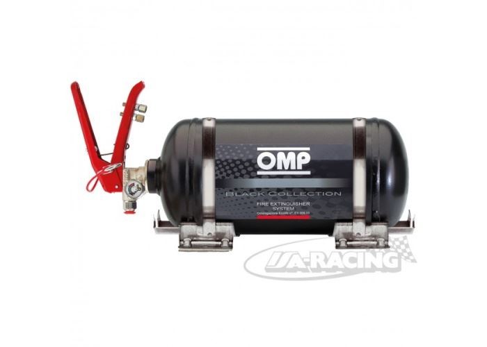 OMP-Feuerlöschanlage FIA, 2,8 ltr. EcoLife, Black Collection, Stahl-Behälter, mechaniche Betätigung
