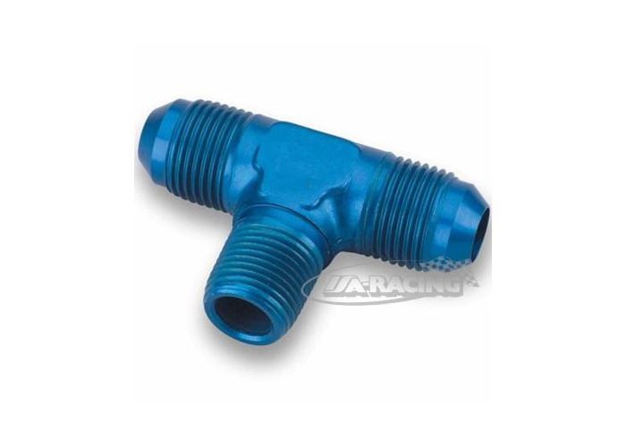 T-Stück blau Aluminium UNF X NPT