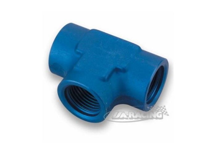 T-Stück blau Aluminium UNF X NPT