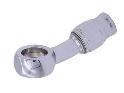 Chrom Ringstutzen lang 20° mit Schlauchanschluss