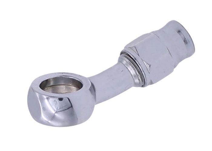 Chrom Ringstutzen lang 20° mit Schlauchanschluss