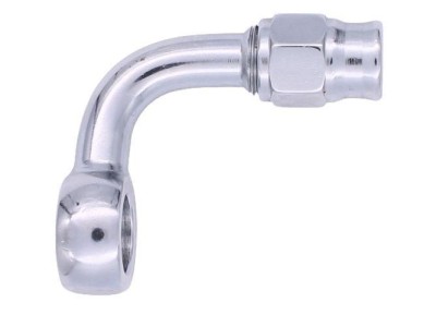Chrom Ringstutzen 90° mit Schlauchanschluss