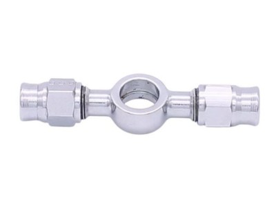 Chrom Doppelringstutzen mit Schlauchanschluss
